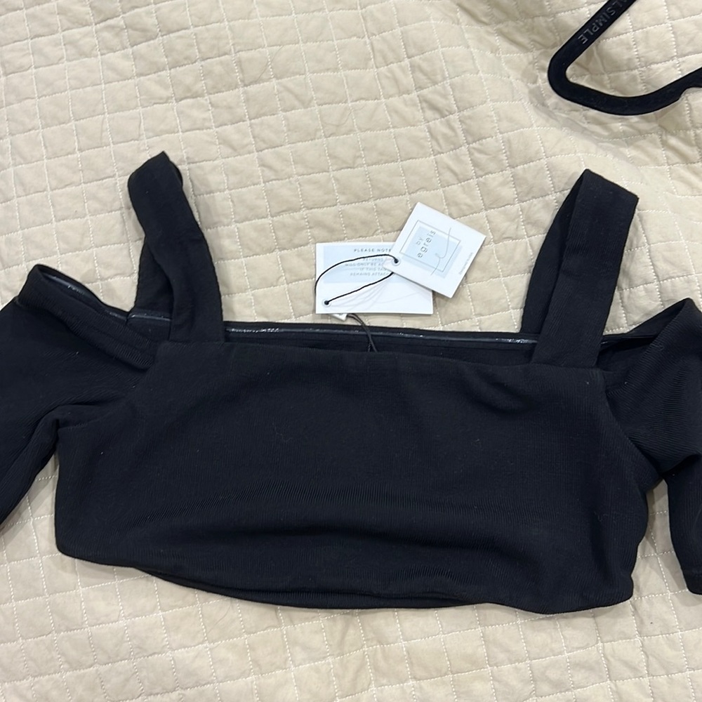 Black crop off the shoulder top NWT